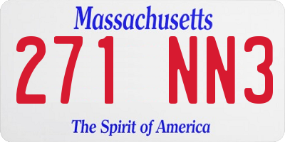 MA license plate 271NN3