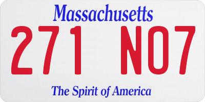 MA license plate 271NO7