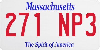 MA license plate 271NP3