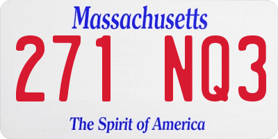 MA license plate 271NQ3