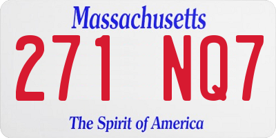 MA license plate 271NQ7