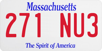 MA license plate 271NU3