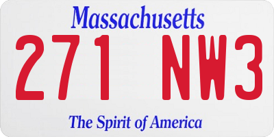 MA license plate 271NW3