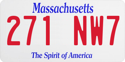 MA license plate 271NW7
