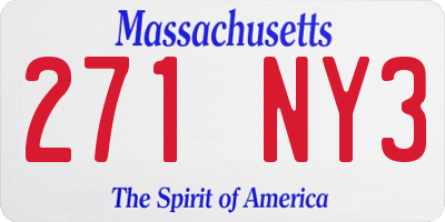 MA license plate 271NY3