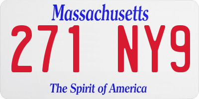 MA license plate 271NY9