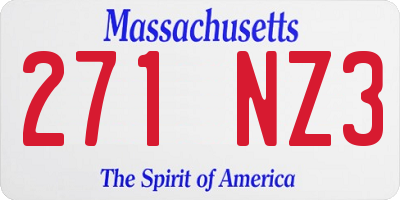 MA license plate 271NZ3