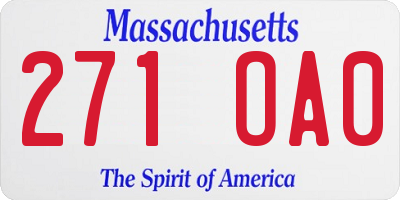 MA license plate 271OA0