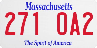 MA license plate 271OA2