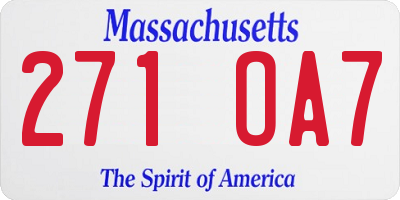 MA license plate 271OA7