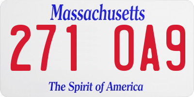 MA license plate 271OA9