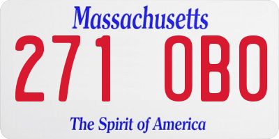 MA license plate 271OB0