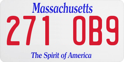MA license plate 271OB9