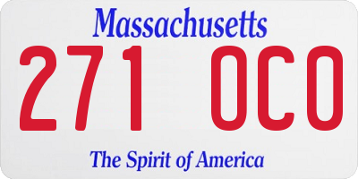 MA license plate 271OC0