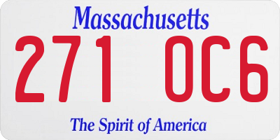 MA license plate 271OC6