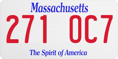 MA license plate 271OC7