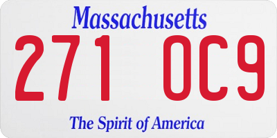 MA license plate 271OC9