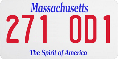MA license plate 271OD1