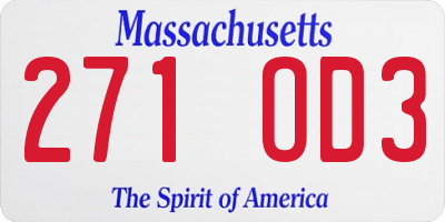 MA license plate 271OD3