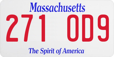 MA license plate 271OD9