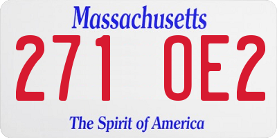MA license plate 271OE2