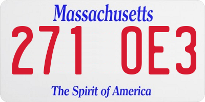 MA license plate 271OE3