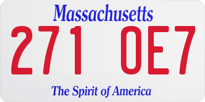 MA license plate 271OE7