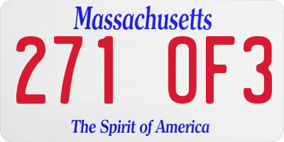 MA license plate 271OF3