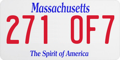 MA license plate 271OF7