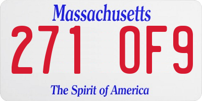 MA license plate 271OF9