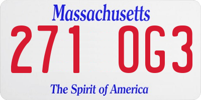 MA license plate 271OG3