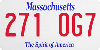 MA license plate 271OG7