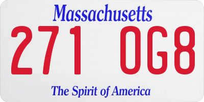 MA license plate 271OG8