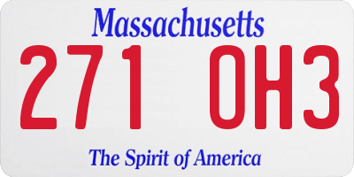 MA license plate 271OH3