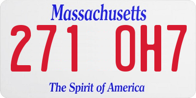 MA license plate 271OH7