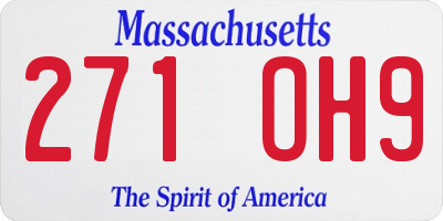MA license plate 271OH9