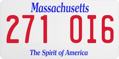 MA license plate 271OI6