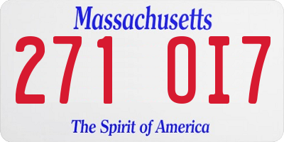 MA license plate 271OI7