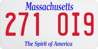 MA license plate 271OI9