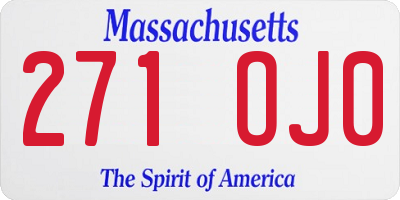 MA license plate 271OJ0