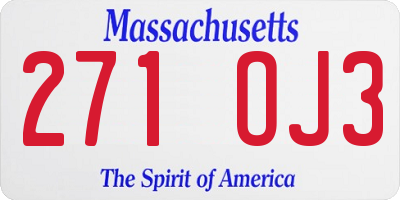 MA license plate 271OJ3