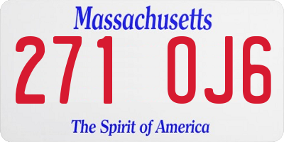 MA license plate 271OJ6