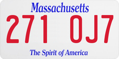 MA license plate 271OJ7