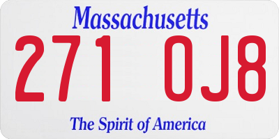 MA license plate 271OJ8