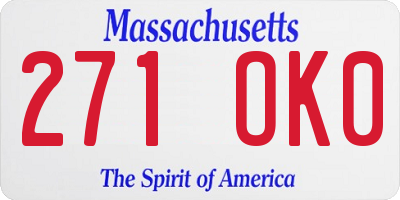 MA license plate 271OK0
