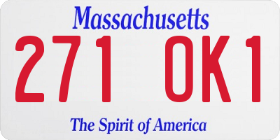 MA license plate 271OK1