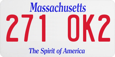 MA license plate 271OK2