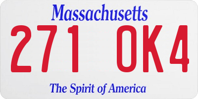 MA license plate 271OK4