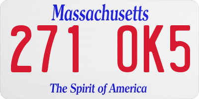 MA license plate 271OK5