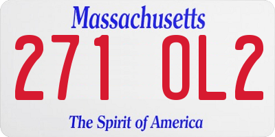 MA license plate 271OL2